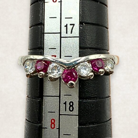 Sapphire Ring Avon RJ Graziano, Silver, Tested Stones, Pink & Clear - Picture 2 of 13